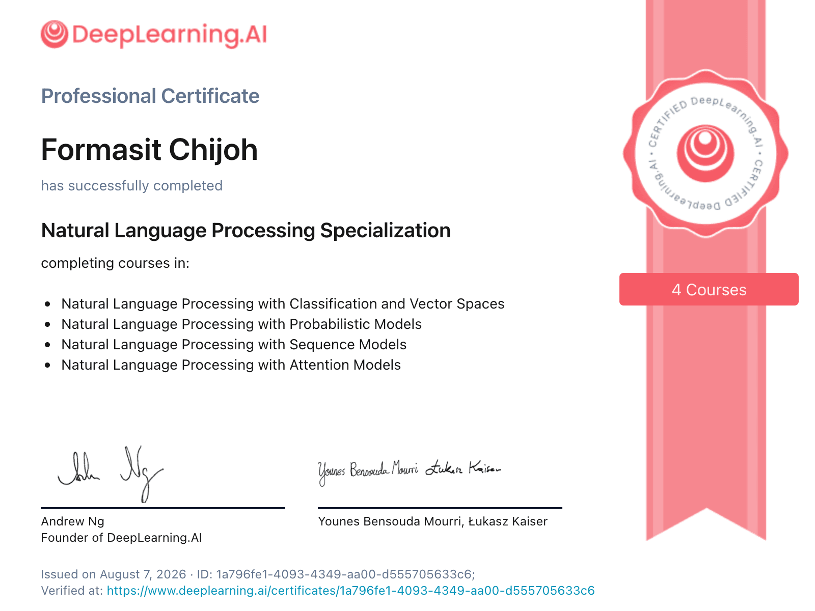 Natural Language Processing Specialization